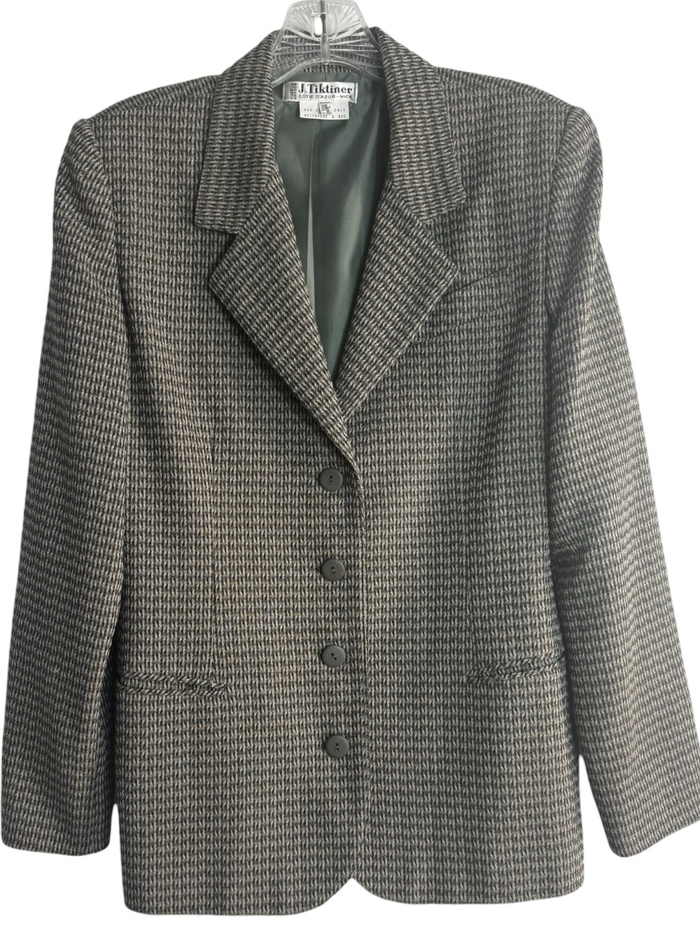 J. TIKTINER Made in France 3 Button Blazer in Tan/Brown Size 6 TALL — VINTAGE!!! - Picture 5 of 14